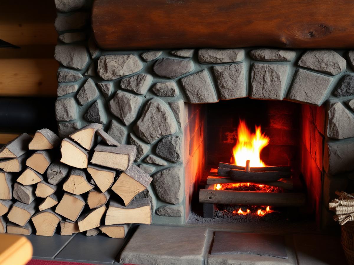 Wood fireplace